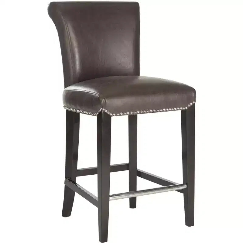 Counter Stool with Curved Back Birch Frame Bicast Leather
