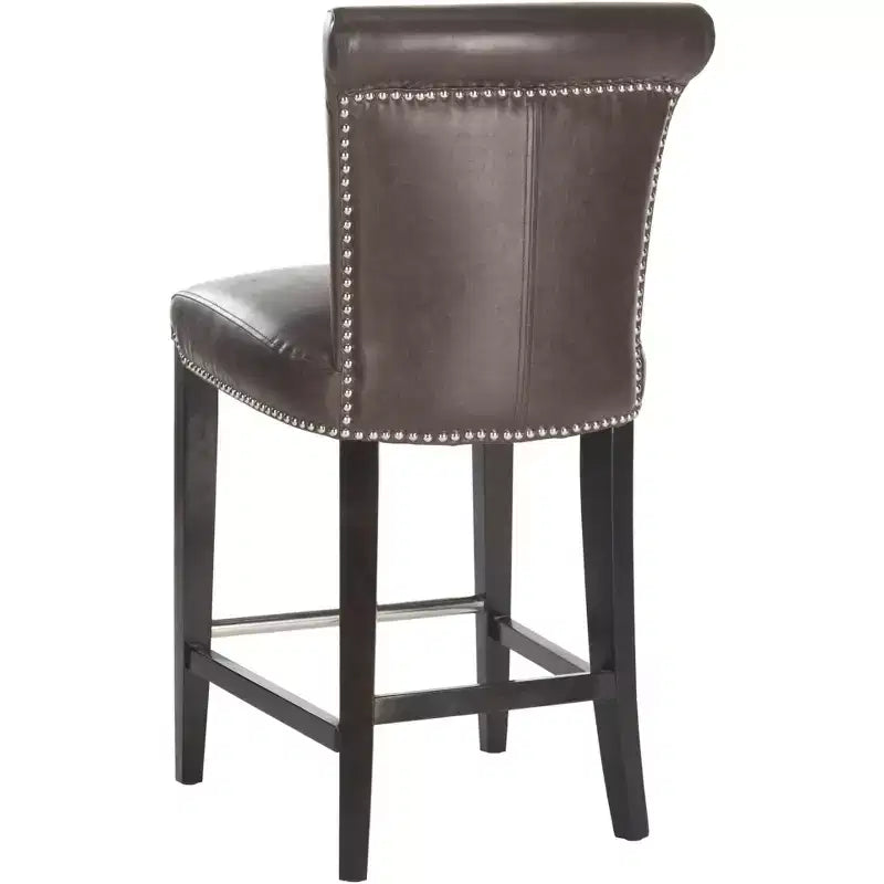 Counter Stool with Curved Back Birch Frame Bicast Leather
