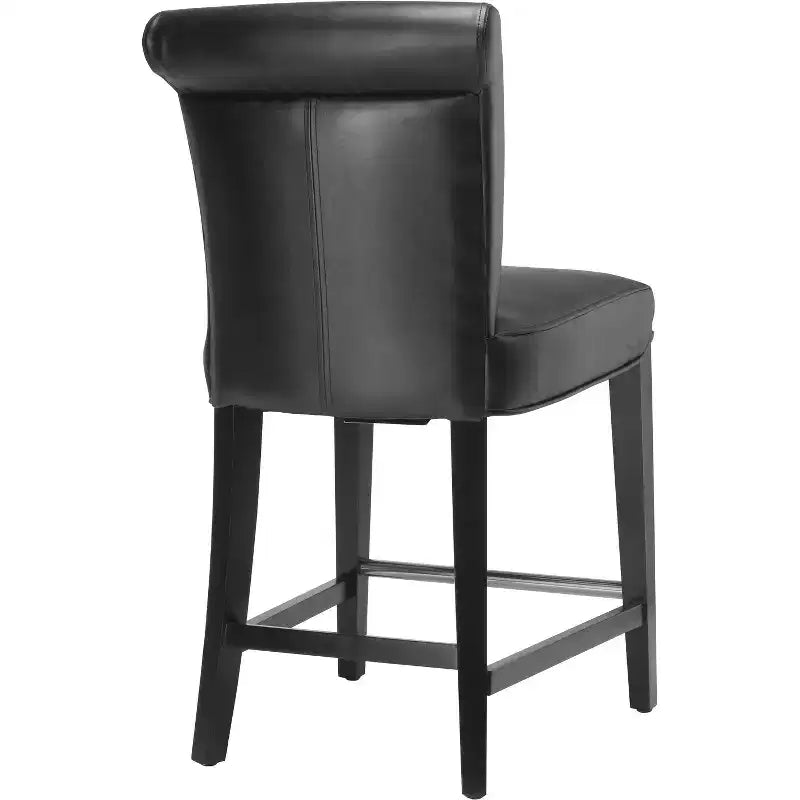 Counter Stool with Curved Back Birch Frame Bicast Leather