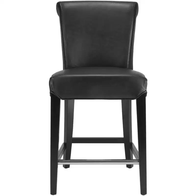 Counter Stool with Curved Back Birch Frame Bicast Leather
