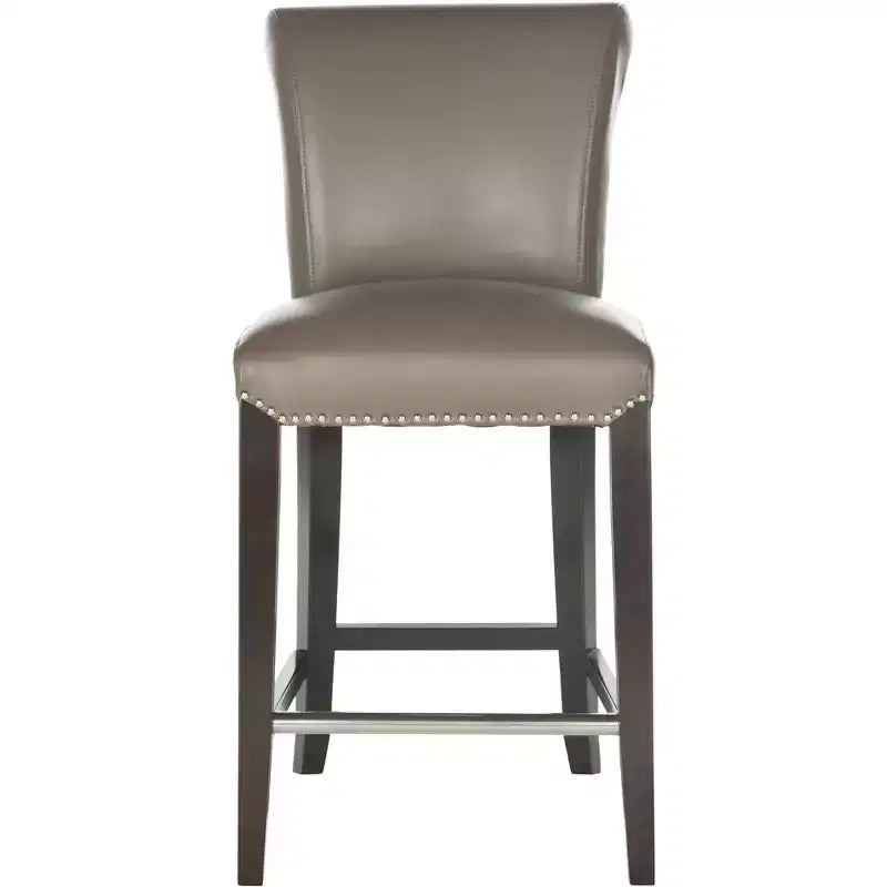 Counter Stool with Curved Back Birch Frame Bicast Leather