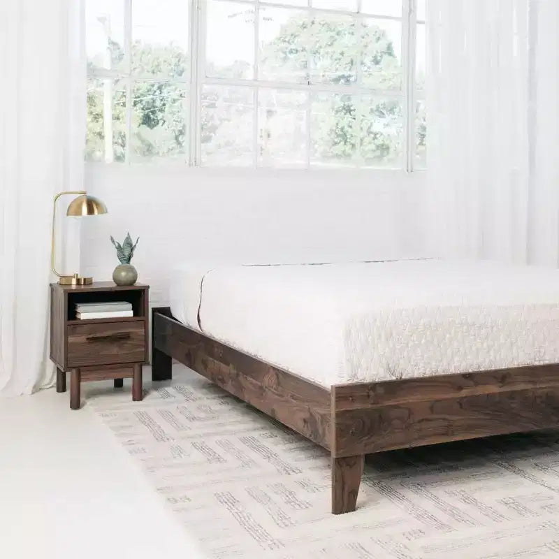 Platform Bed Mocha Natural Wood No Headboard
