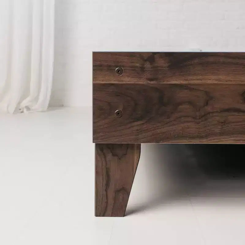 Platform Bed Mocha Natural Wood No Headboard