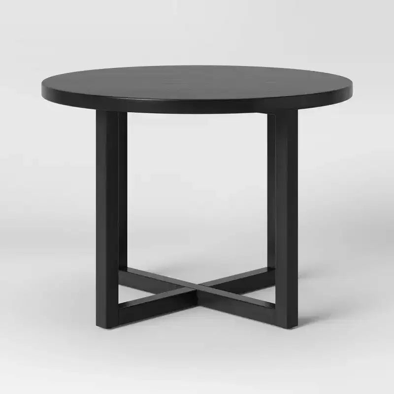All Wood Round Dining Table Black Seats 4