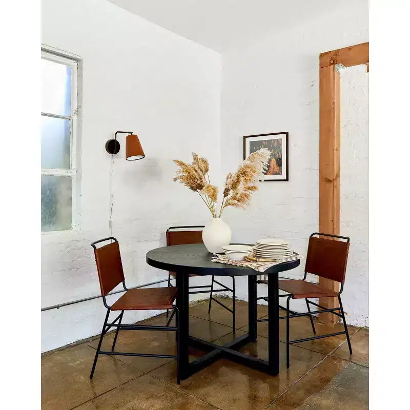 All Wood Round Dining Table Black Seats 4