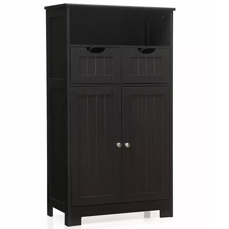 Bathroom Floor Cabinet Wooden Storage Organizer with Drawer and Doors
