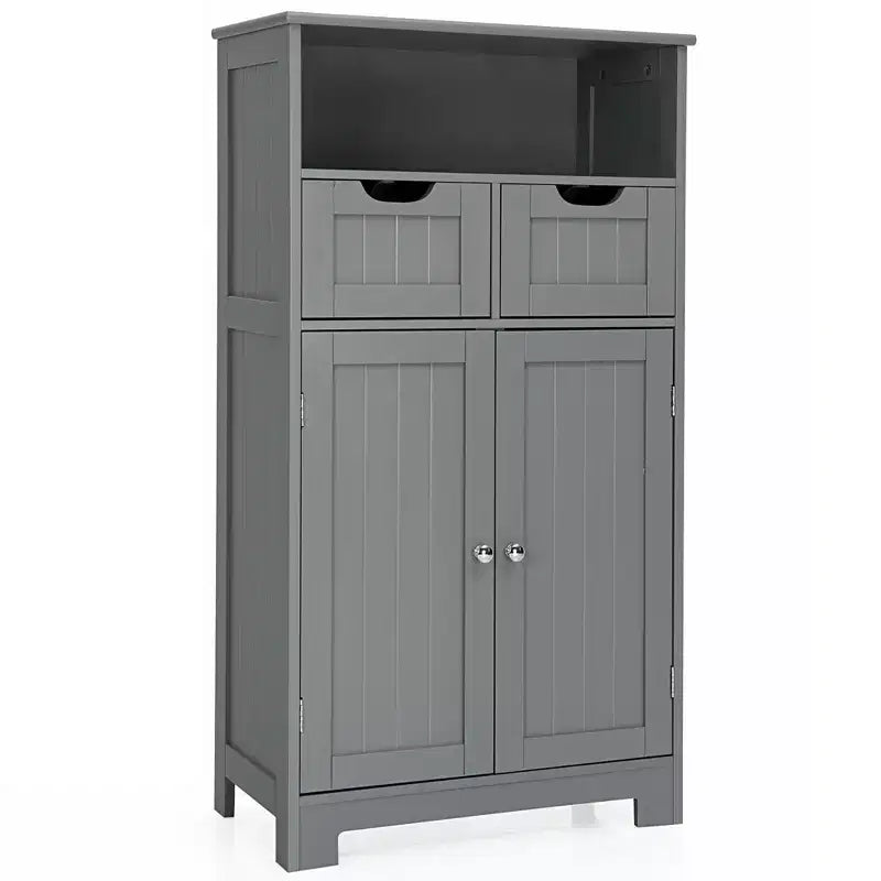 Bathroom Floor Cabinet Wooden Storage Organizer with Drawer and Doors