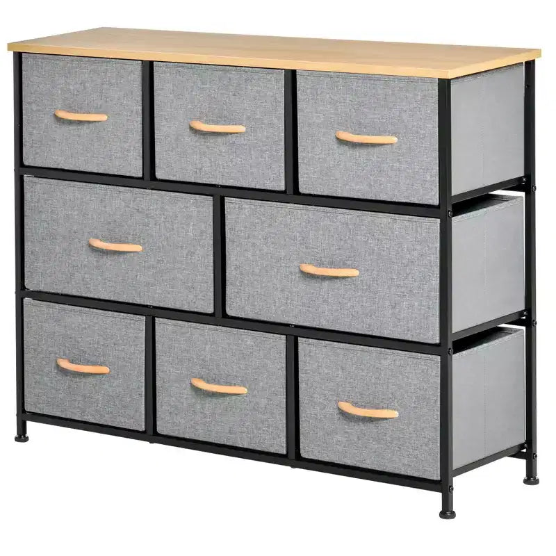 8-Drawer Dresser 3-Tier Fabric Chest of Drawers Steel Frame