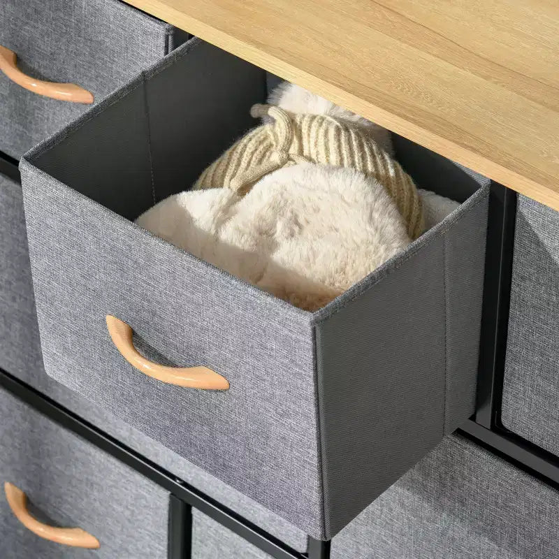 8-Drawer Dresser 3-Tier Fabric Chest of Drawers Steel Frame