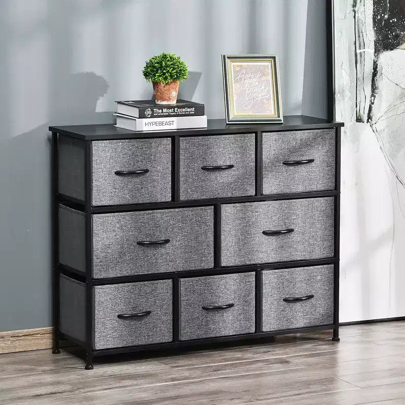 8-Drawer Dresser 3-Tier Fabric Chest of Drawers Steel Frame