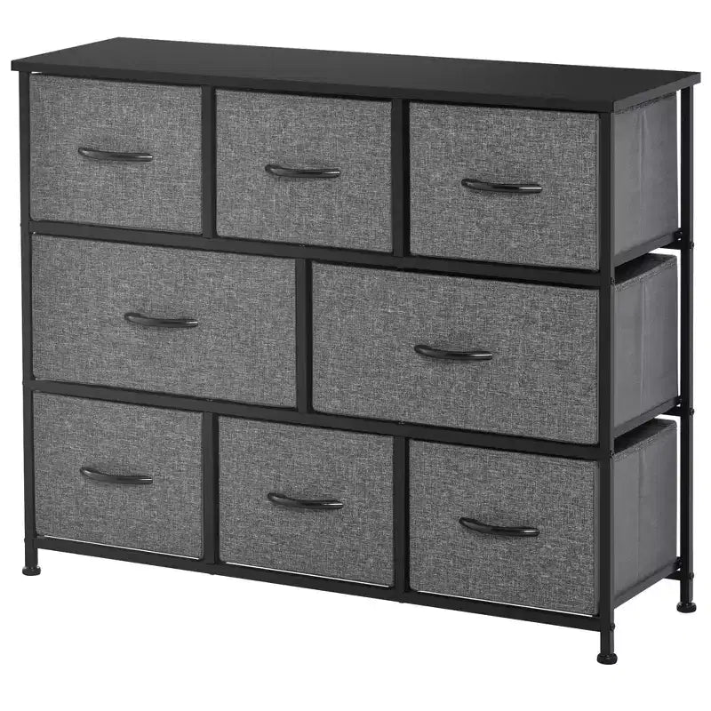 8-Drawer Dresser 3-Tier Fabric Chest of Drawers Steel Frame