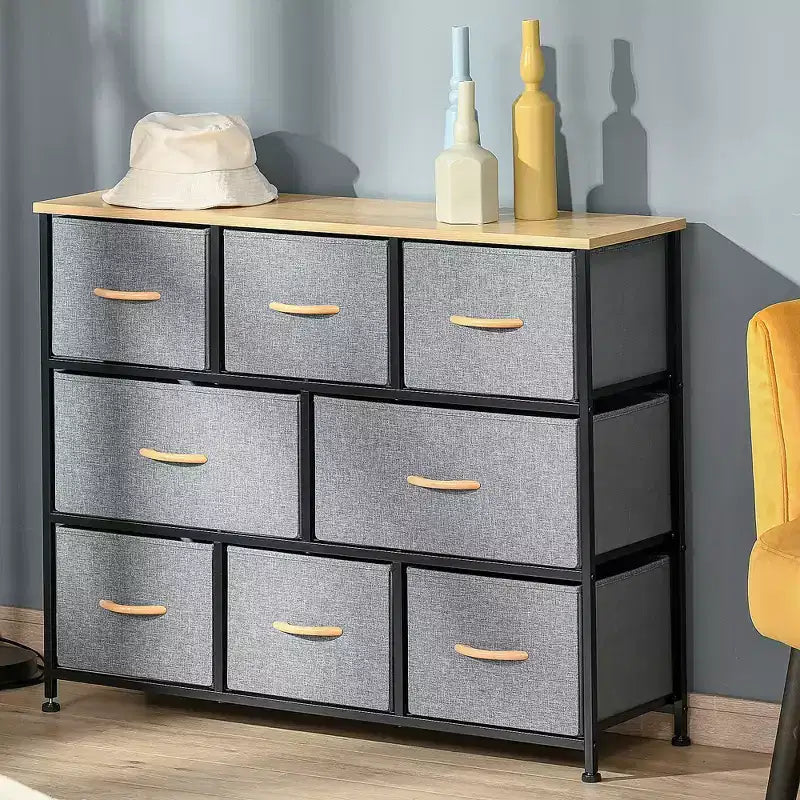 8-Drawer Dresser 3-Tier Fabric Chest of Drawers Steel Frame