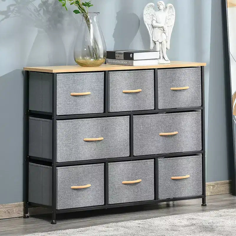 8-Drawer Dresser 3-Tier Fabric Chest of Drawers Steel Frame