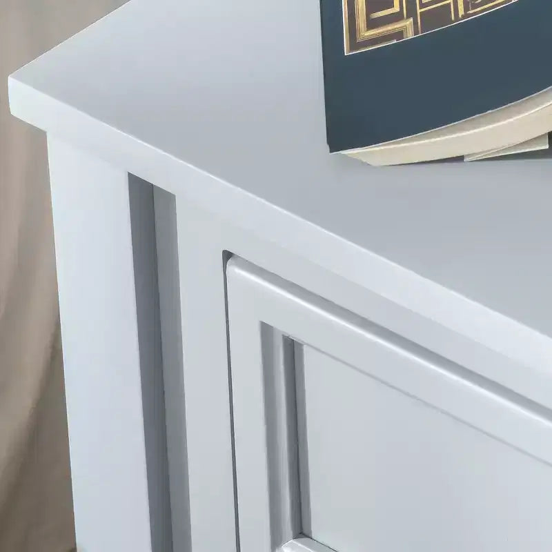 Accent End Table Sofa Side Table with Drawer and Bottom Shelf Gray