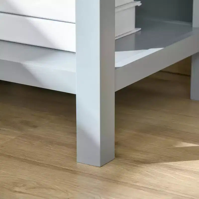 Accent End Table Sofa Side Table with Drawer and Bottom Shelf Gray
