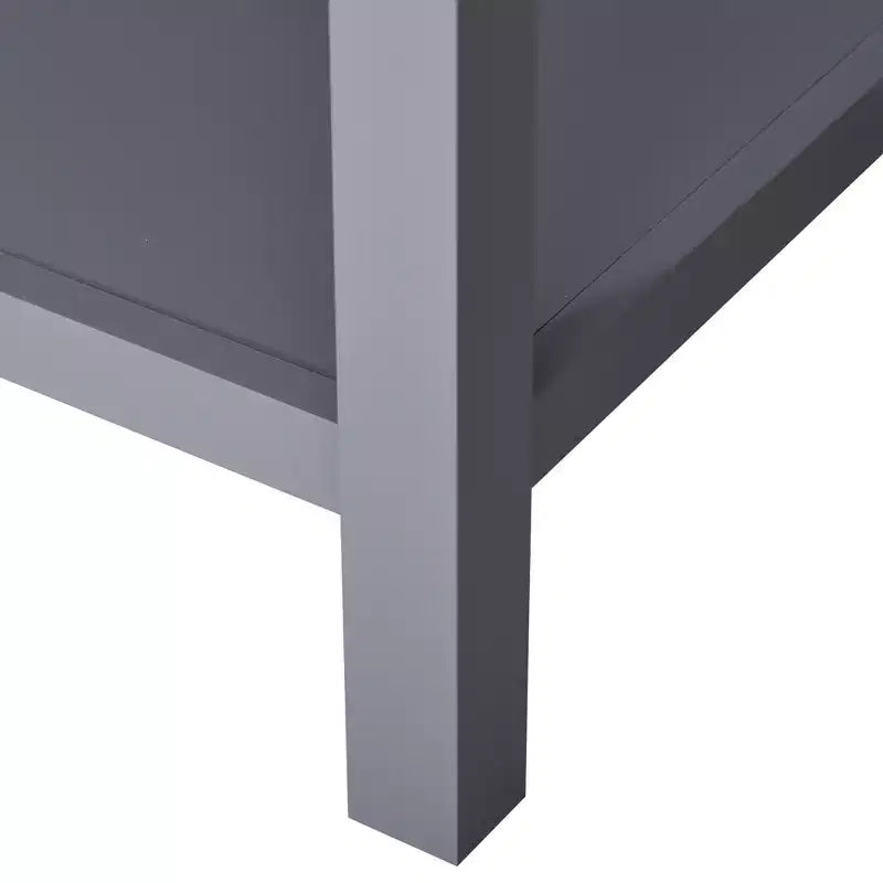 Accent End Table Sofa Side Table with Drawer and Bottom Shelf Gray