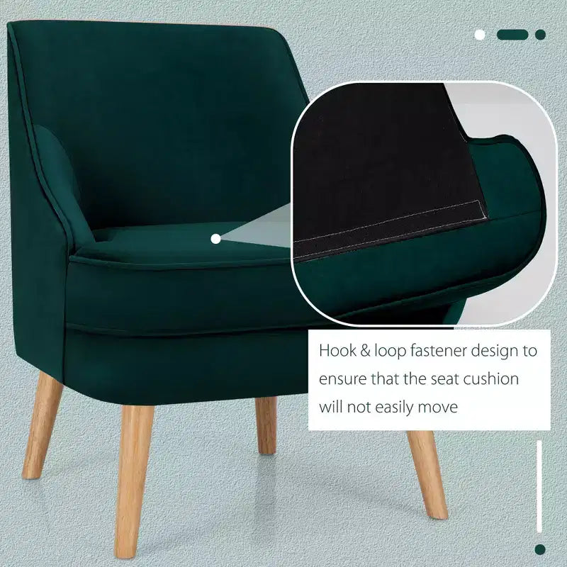 Set of 2 Velvet Accent Chairs with Rubber Wood Legs Pink/Green/Grey