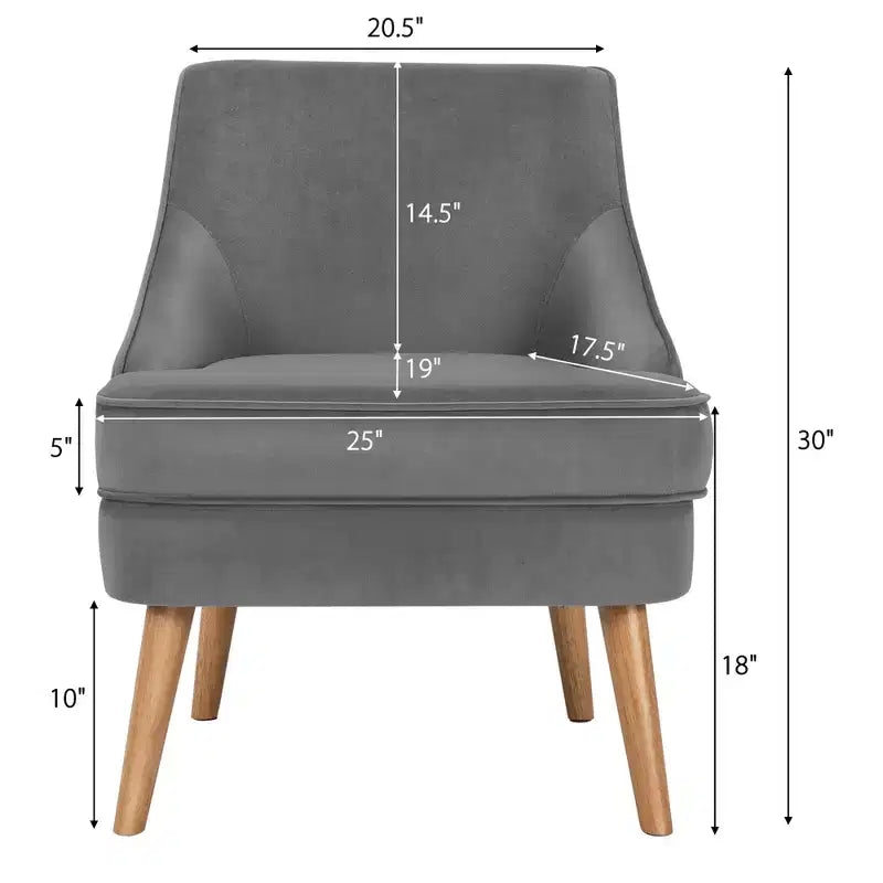Set of 2 Velvet Accent Chairs with Rubber Wood Legs Pink/Green/Grey