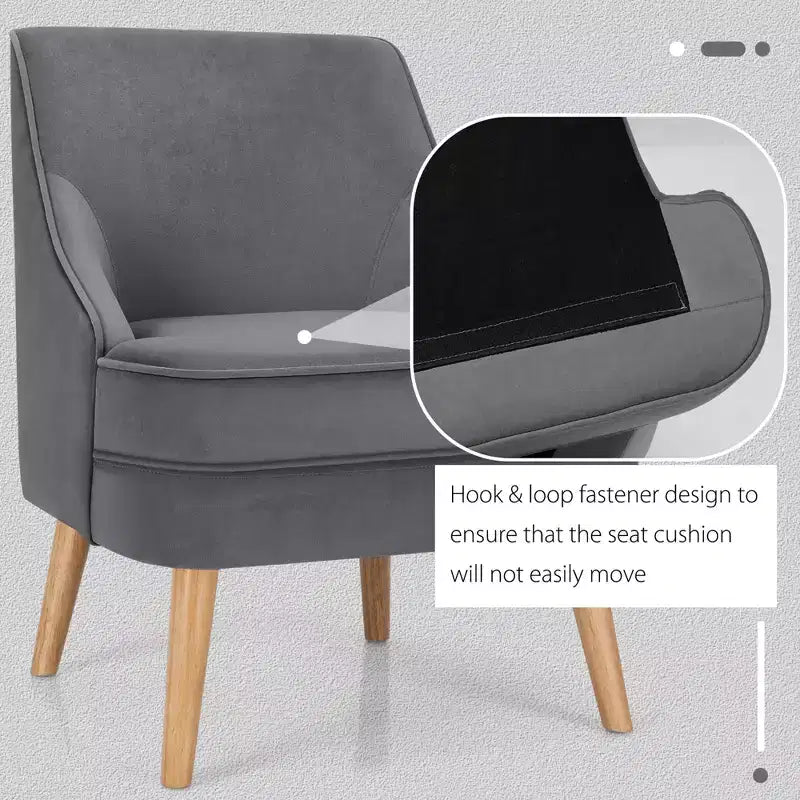 Set of 2 Velvet Accent Chairs with Rubber Wood Legs Pink/Green/Grey