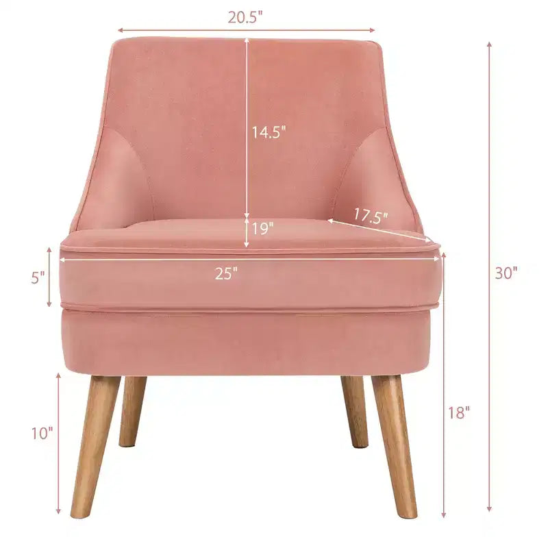 Set of 2 Velvet Accent Chairs with Rubber Wood Legs Pink/Green/Grey
