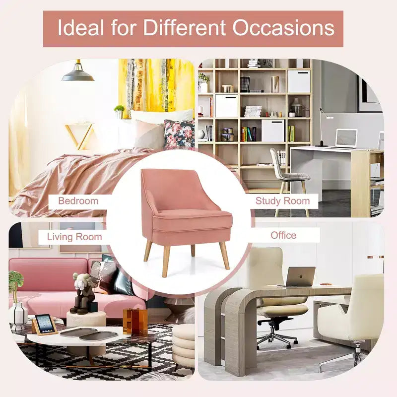 Set of 2 Velvet Accent Chairs with Rubber Wood Legs Pink/Green/Grey