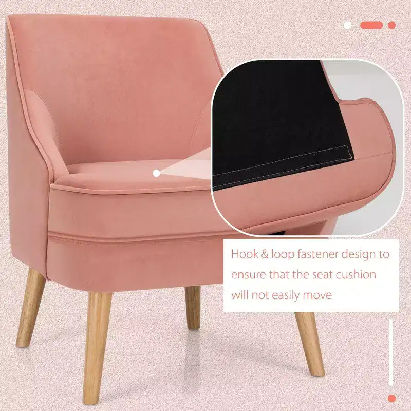 Set of 2 Velvet Accent Chairs with Rubber Wood Legs Pink/Green/Grey