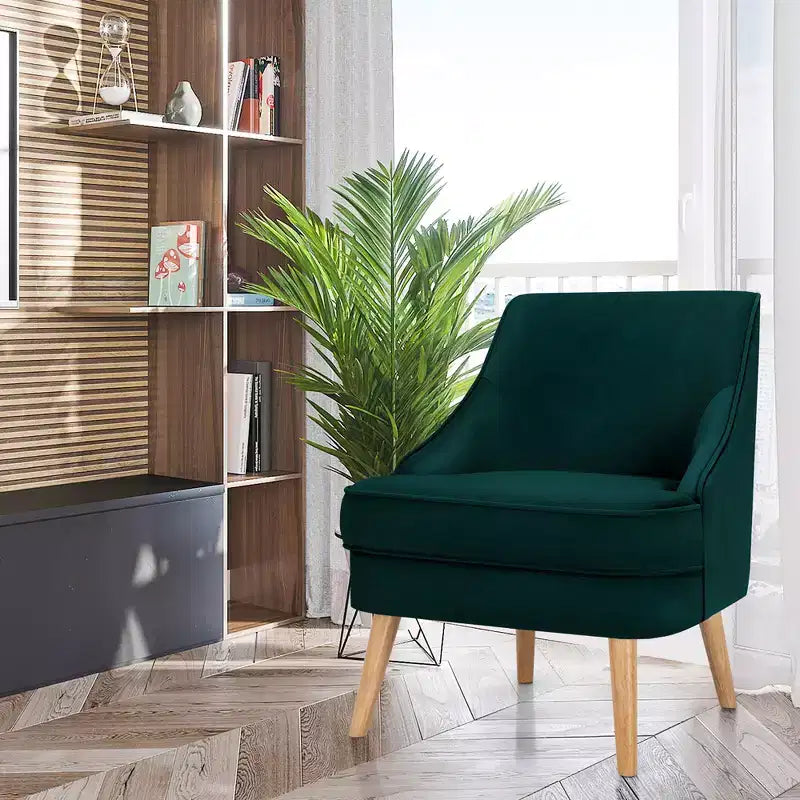Set of 2 Velvet Accent Chairs with Rubber Wood Legs Pink/Green/Grey
