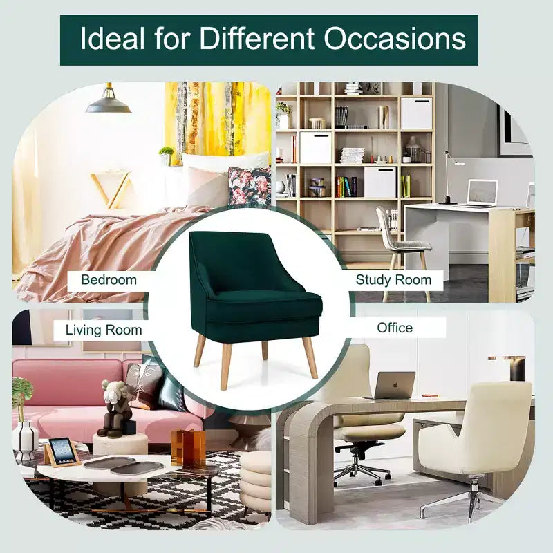 Set of 2 Velvet Accent Chairs with Rubber Wood Legs Pink/Green/Grey