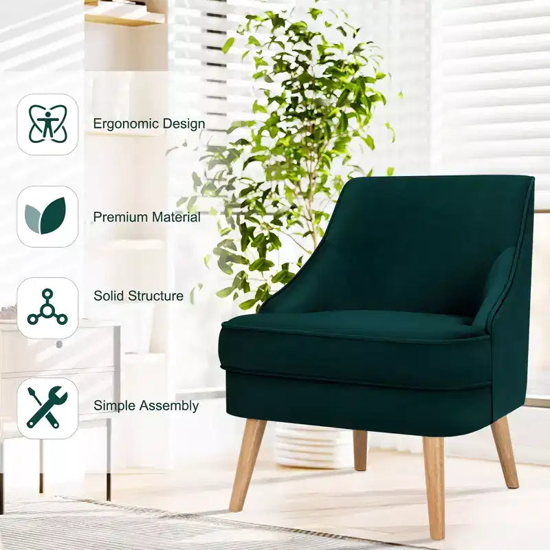 Set of 2 Velvet Accent Chairs with Rubber Wood Legs Pink/Green/Grey