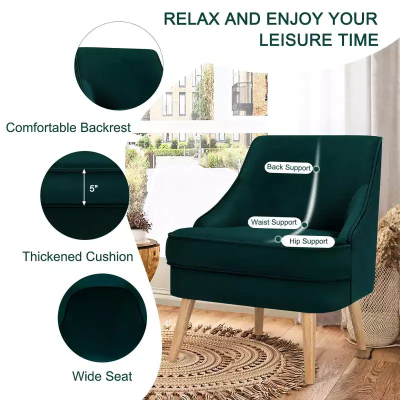 Set of 2 Velvet Accent Chairs with Rubber Wood Legs Pink/Green/Grey