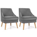 Set of 2 Velvet Accent Chairs with Rubber Wood Legs Pink/Green/Grey