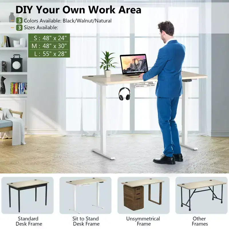 Universal Tabletop for Standard and Standing Desk Frame Natural