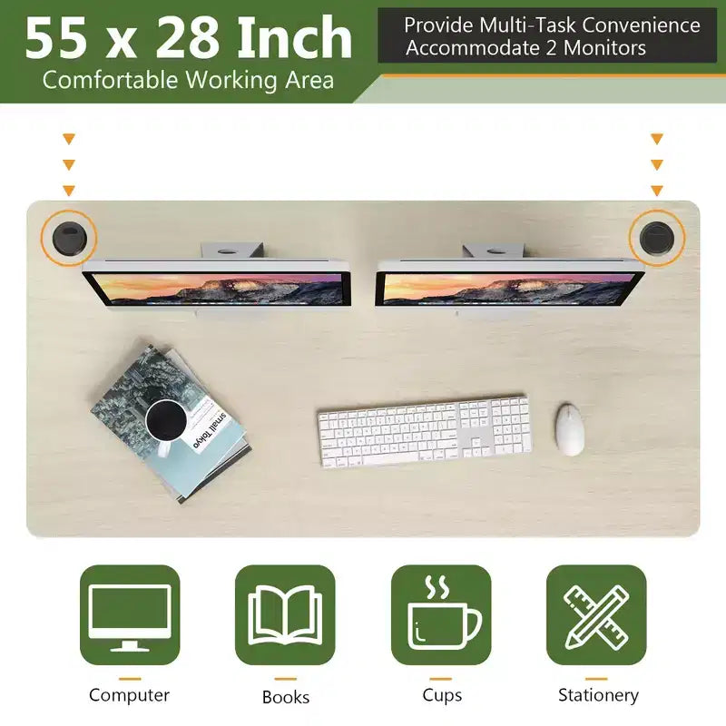 Universal Tabletop for Standard and Standing Desk Frame Natural