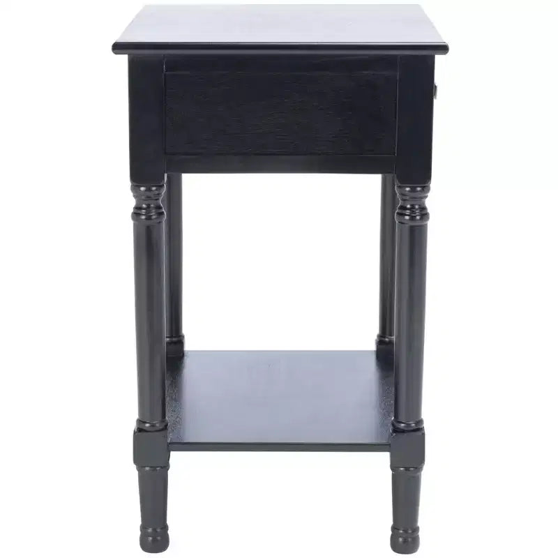 1-Drawer Accent Table Distressed White Traditional Style