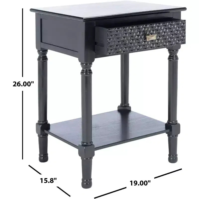 1-Drawer Accent Table Distressed White Traditional Style