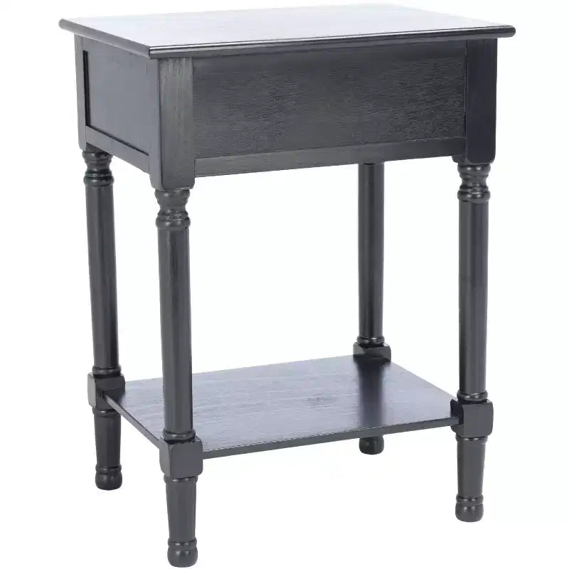 1-Drawer Accent Table Distressed White Traditional Style