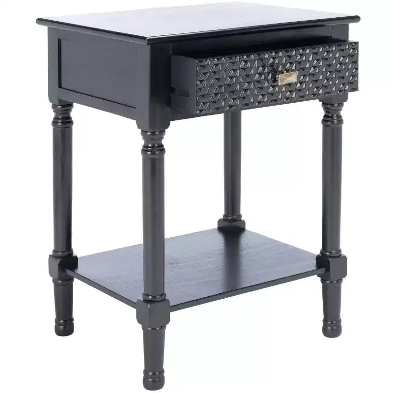 1-Drawer Accent Table Distressed White Traditional Style