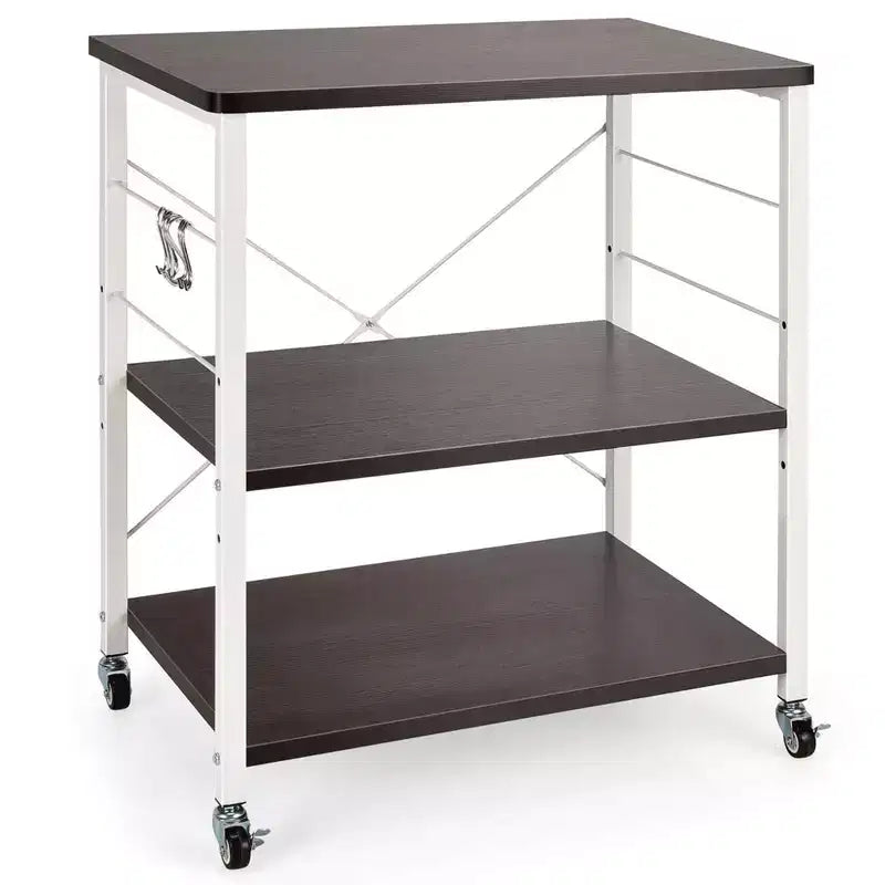 3-Tier Kitchen Baker's Rack Microwave Oven Storage Cart with Hooks