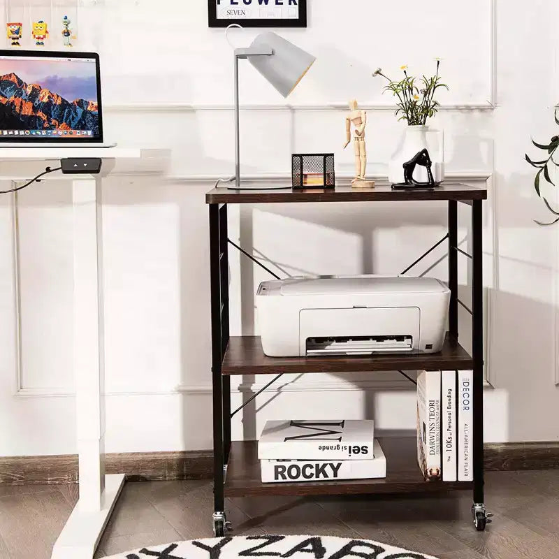 3-Tier Kitchen Baker's Rack Microwave Oven Storage Cart with Hooks